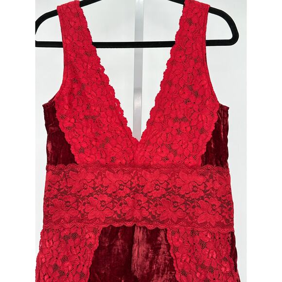 Free People X Brenda Knight Red Velvet Lace Mini Cocktail Dress Medium - Picture 4 of 6